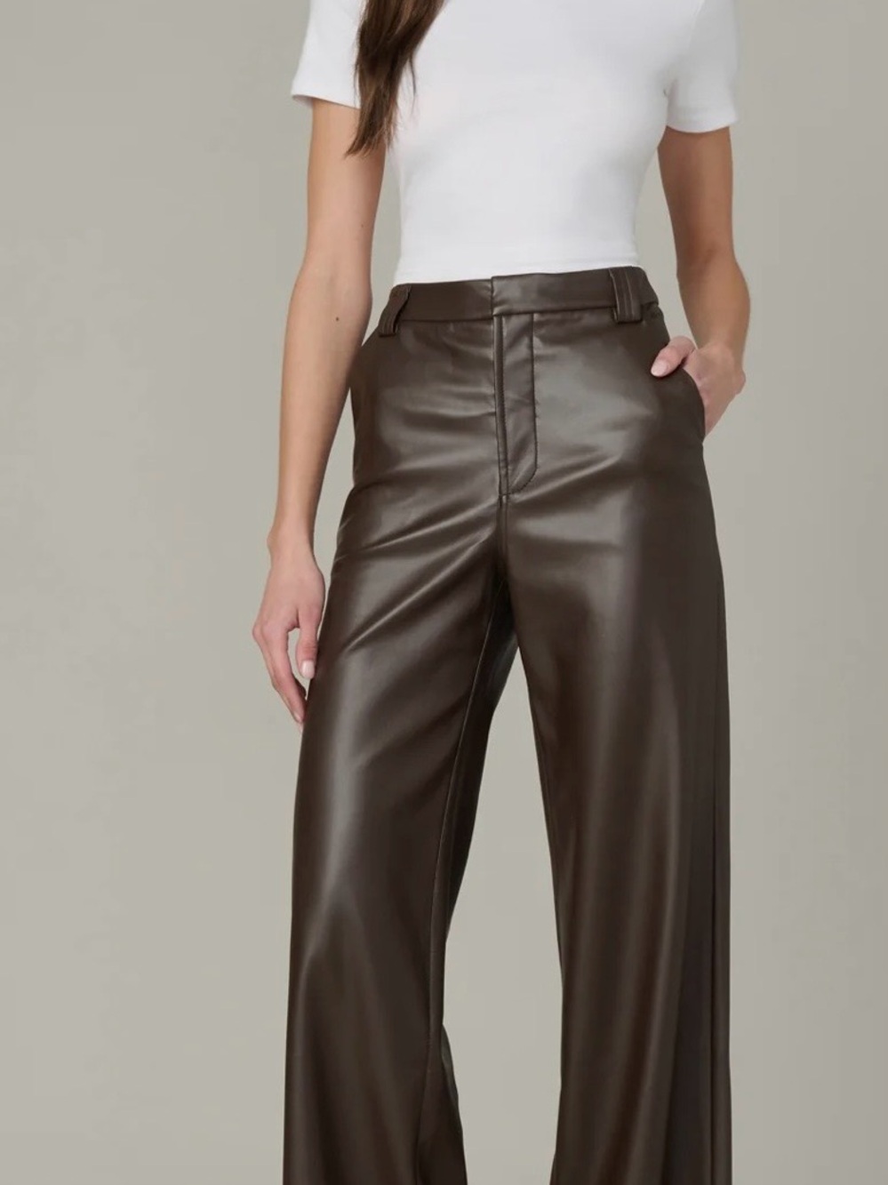 Joe's Jeans High-Waist Wide-Leg Faux Leather Pants - Brown
